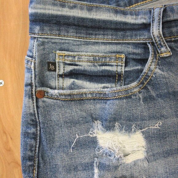 JUDY BLUE Boyfriend Fit Distressed Jeans JB82862MD Sz 14W Ripped Destroyed Denim - Picture 4 of 16